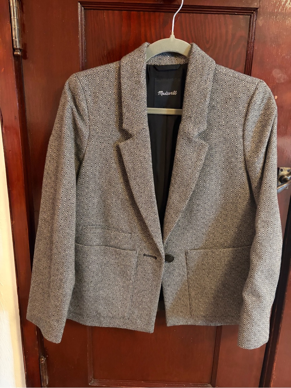 Madewell Geometric Patterned Blazer in Black and Gray